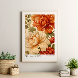 William Morris Vintag Terracotta Sage Peonies Poster