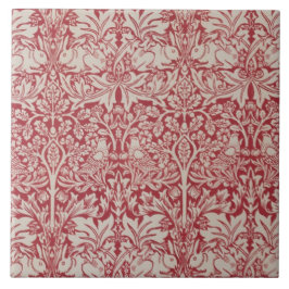 William Morris Vintage Animals Birds Rabbits Pink Fliese