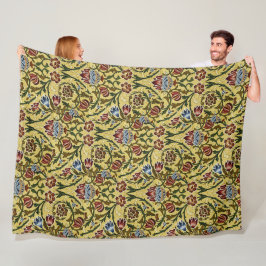 William Morris Vintage Blau Grün Rot Fleecedecke