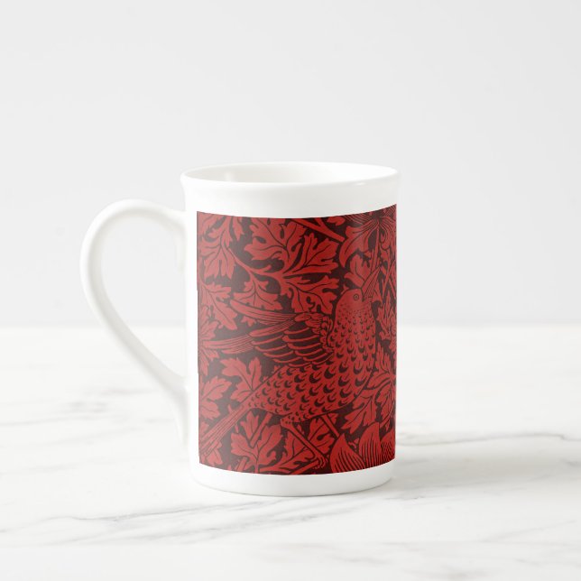 William Morris Vintage Blume Birds Red Prozellantasse (Links)