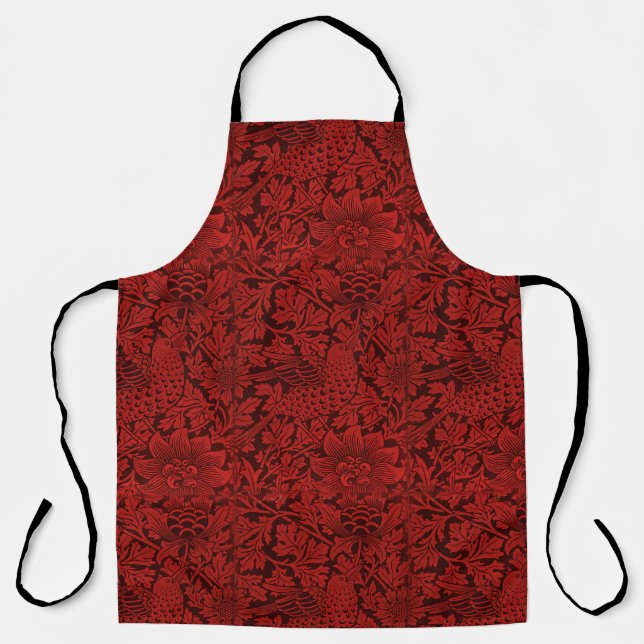 William Morris Vintage Blume Birds Red Schürze (Vorderseite)