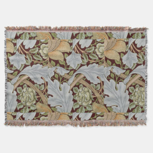William Morris Vintage Blumen Blume Weiß Rot Decke