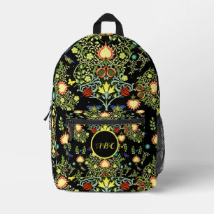 William Morris Vintage Blumen Monogramm Bedruckter Rucksack