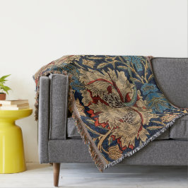 William Morris Vintage-Blumenmuster Rot Blau Decke