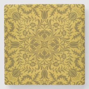 William Morris Vintage Boretsch Blumenmuster Gold Steinuntersetzer