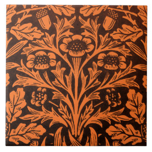 William Morris Vintage Brandorange-Schwarz-Muster Fliese