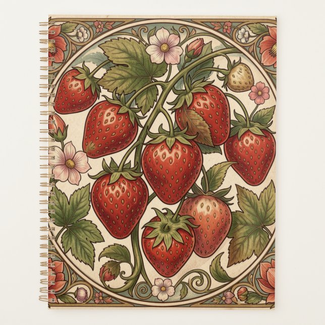 William Morris vintage Erdbeere Blumenmuster Planer (Vorderseite)