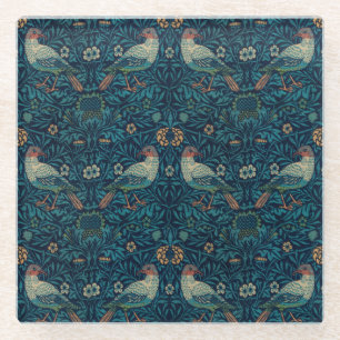 William Morris Vintage Florale Vögel Glasuntersetzer