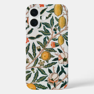 William Morris Vintage Fruit Granatapfel Weiß iPhone 16 Hülle