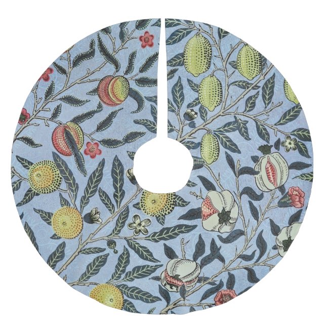 William Morris Vintage Granatapfel Fruchtmuster Polyester Weihnachtsbaumdecke (Vorderseite)