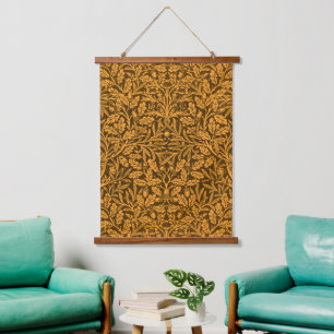 William Morris Vintage Herbst Gold Eichenmuster Wandteppich Mit Holzrahmen