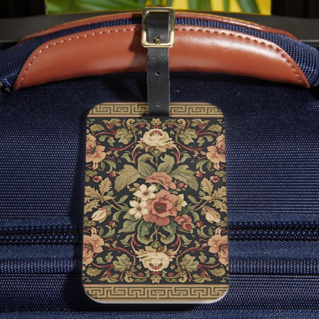 William Morris Vintage-Honeysuckle-Blumenmuster Gepäckanhänger (Vorderseite Insitu 2)