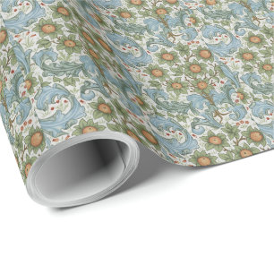 William Morris Vintage Orchard Acanthus Blau Grün Geschenkpapier
