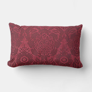William Morris Vintage Rot gestempeltes Samtmuster Lendenkissen