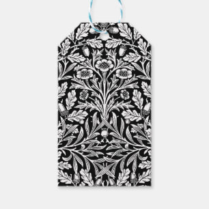 William Morris Vintage Schwarz Weiß Eichenmuster Geschenkanhänger