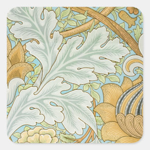 William Morris Vintage St James Akanthus-Design Quadratischer Aufkleber