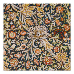 William Morris Vintage Trent Blaues Blumenmuster Poster