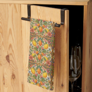 William Morris vintage Zitrusorange Frucht Floral Geschirrtuch