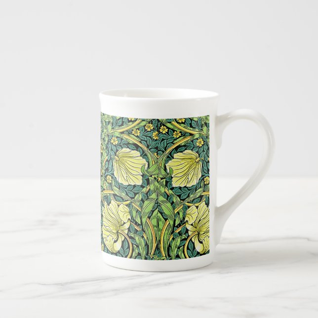 William Morris Vintages Blumenmuster Gelbes Grün Prozellantasse (Rechts)