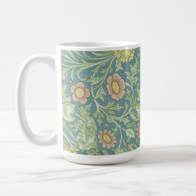 William Morris Vintages Blumenmuster Grün Rosa Kaffeetasse (Links)