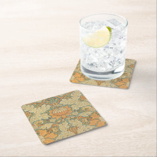 William Morris - Vintages Foliage- und Blumenmuste Rechteckiger Pappuntersetzer