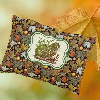 William Morris Vintages Herbstkissen mit Katze Dekokissen