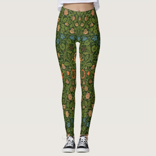 William Morris Violet und Columbine Art Rug Leggings (Vorderseite)