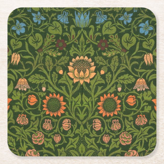 William Morris Violet und Columbine Art Rug Rechteckiger Pappuntersetzer (Vorderseite)