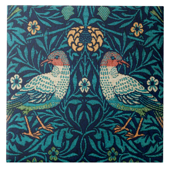 William Morris - Vögel und Blumenmuster Fliese (Vorderseite)