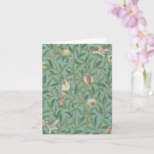 William Morris, Vögel und Granatäpfel - Grün Karte