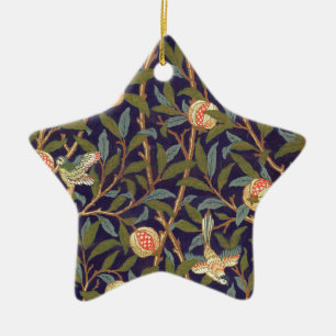 William Morris Vogel und Granatapfel Keramikornament