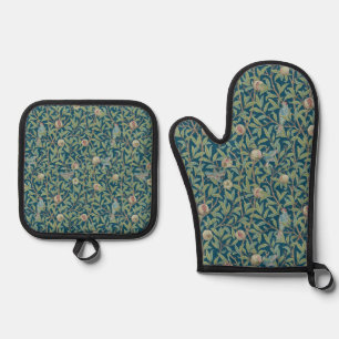 William Morris "Vogel und Granatapfel" Ofenhandschuh & Topflappen-Set