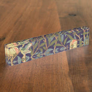 William Morris Vogel und Granatapfel Vintage-Kunst Namensplakette