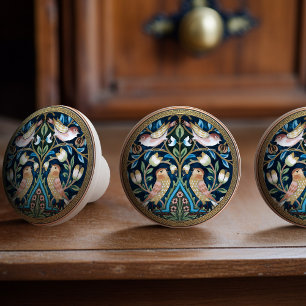 William Morris Vögel und Tulpen Art Nouveau Keramikknauf