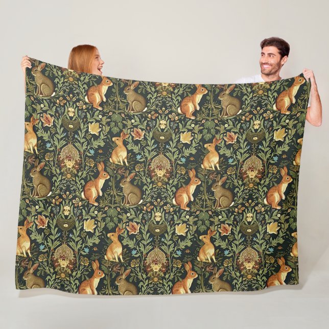 William Morris Wald Blumen Hasen Weihnachten Fleecedecke (Beispiel)