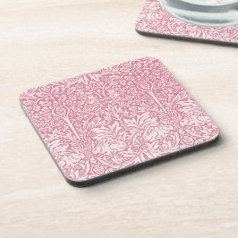 William Morris Waldkaninchen-Vogel-Laub Pink Getränkeuntersetzer