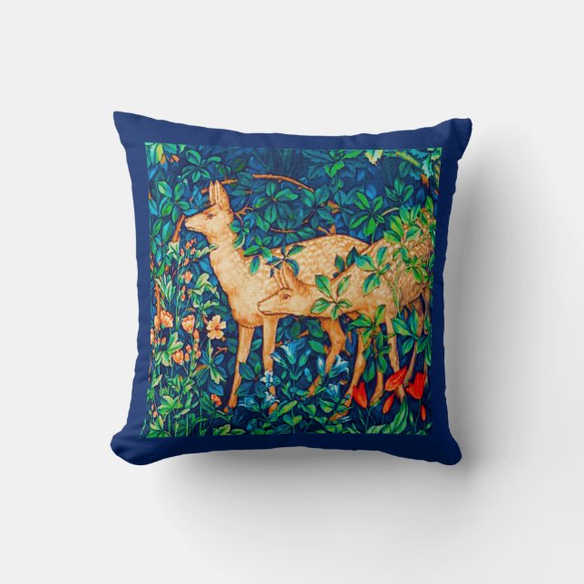 William Morris-Waldrotwild-Tapisserie-Druck Kissen (Vorderseite)