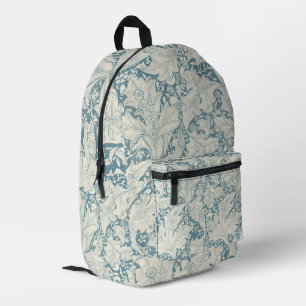 William Morris Wallflower Blue Damask Bedruckter Rucksack
