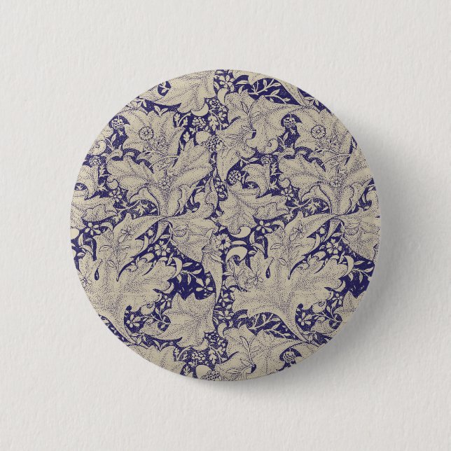 William Morris Wallflower Blue Damask Button (Vorderseite)