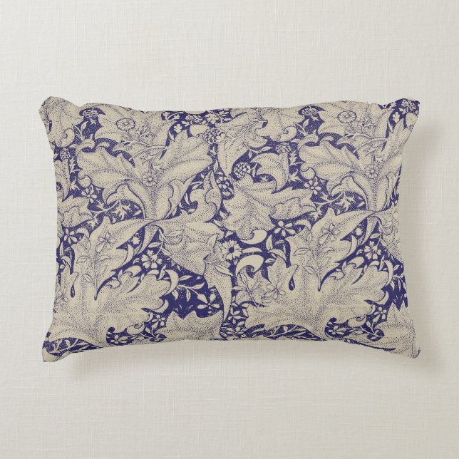 William Morris Wallflower Blue Damask Dekokissen (Vorderseite)