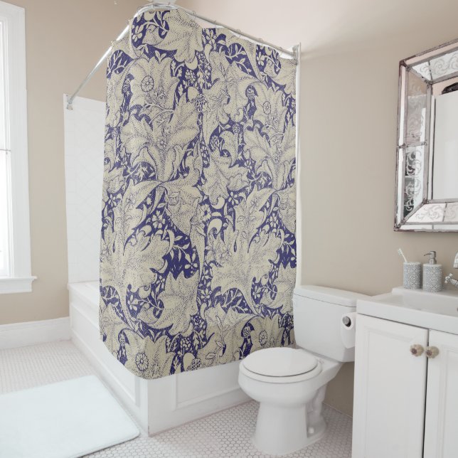 William Morris Wallflower Blue Damask Duschvorhang (Beispiel)