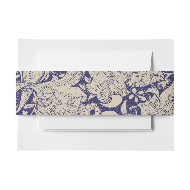William Morris Wallflower Blue Damask Einladungsbanderole (Vorderseite Beispiel)