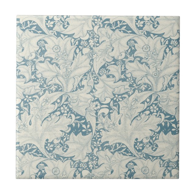 William Morris Wallflower Blue Damask Fliese (Vorderseite)