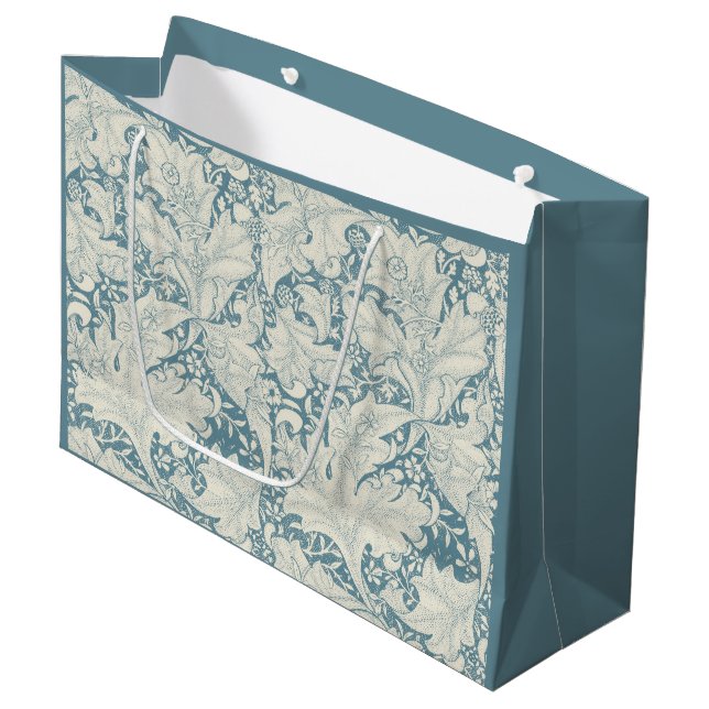 William Morris Wallflower Blue Damask Große Geschenktüte (Vorderseite Schrägansicht)