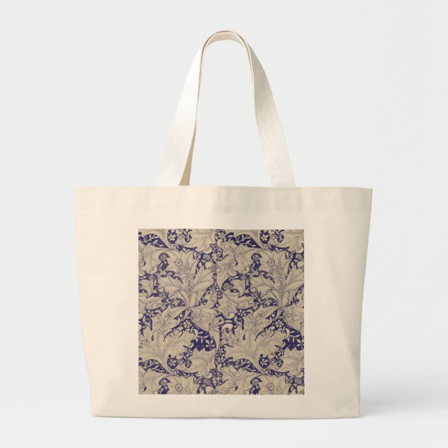 William Morris Wallflower Blue Damask Jumbo Stoffbeutel (Vorne)