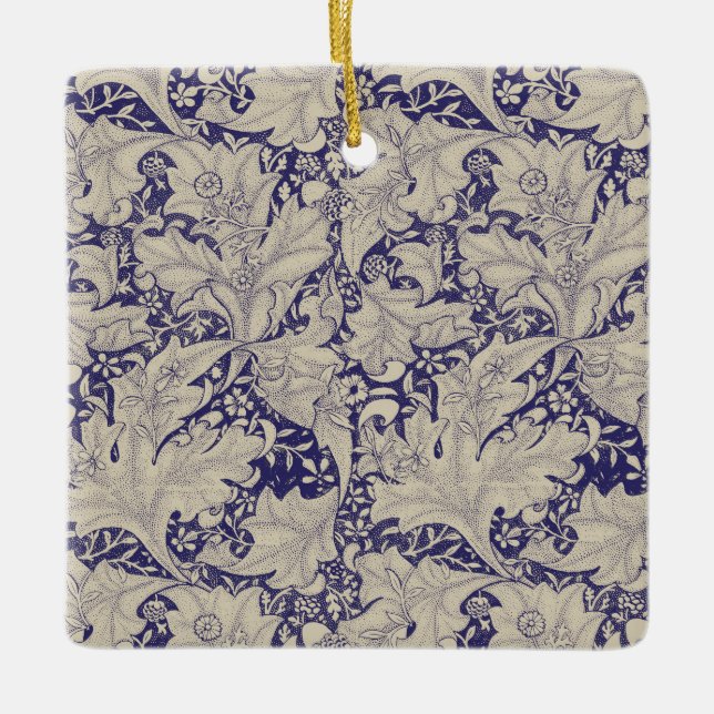 William Morris Wallflower Blue Damask Keramikornament (Vorderseite)