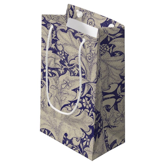 William Morris Wallflower Blue Damask Kleine Geschenktüte (Vorderseite Schrägansicht)