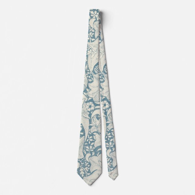 William Morris Wallflower Blue Damask Krawatte (Vorderseite)