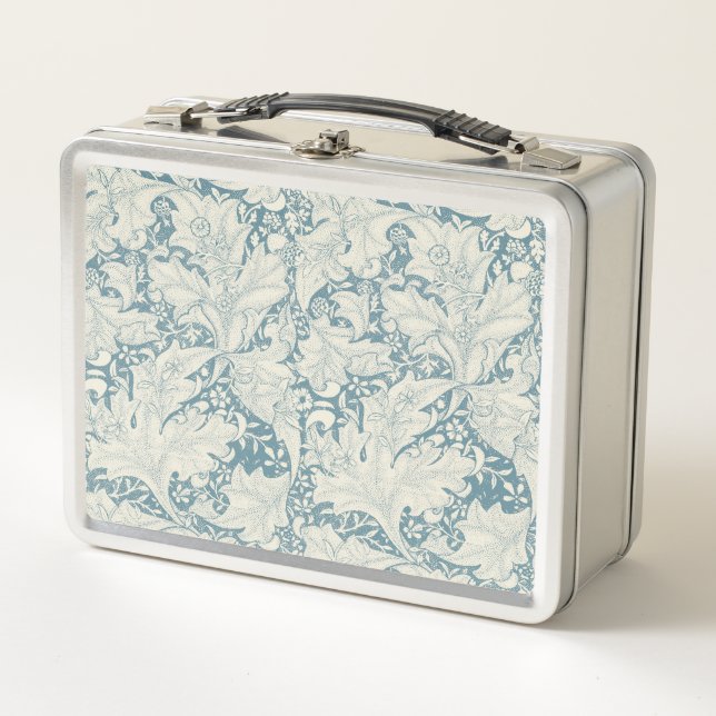 William Morris Wallflower Blue Damask Metall Brotdose (Vorderseite)