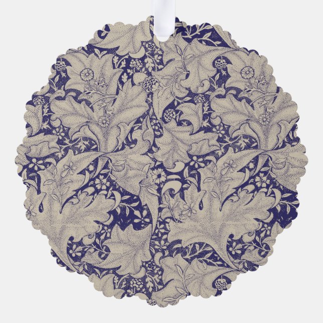 William Morris Wallflower Blue Damask Ornament Karte (Rückseite)